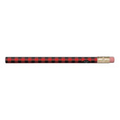 Red Buffalo Check Plaid Initial Monogram Pencil (Rotated 270)