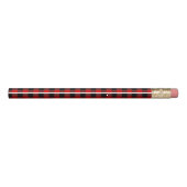 Red Buffalo Check Plaid Initial Monogram Pencil (Back)