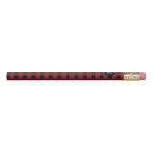 Red Buffalo Check Plaid Initial Monogram Pencil (Rotated 90)