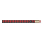 Red Buffalo Check Plaid Initial Monogram Pencil (Front)