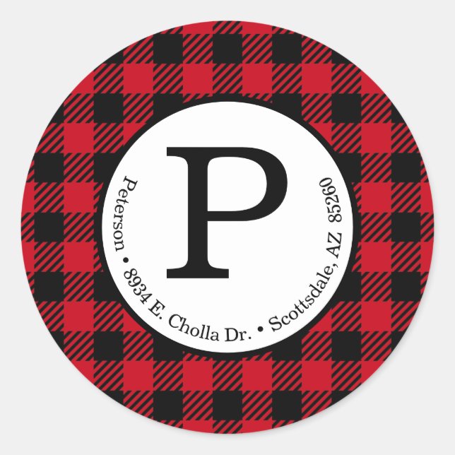 Red Buffalo Check Return Address Label (Front)