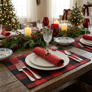 Red Buffalo Check Woven Cotton Cloth Placemat