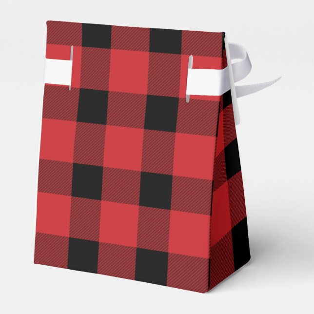 Red Buffalo Country Lumberjack Plaid Favor Boxes (Back Side)