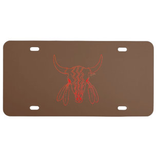 Red Buffalo line brown plastic license plate