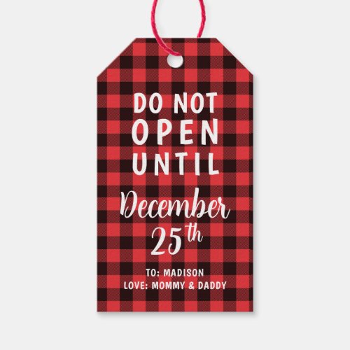 Red Buffalo Paid Do Not Open Until Christmas  Gift Tags