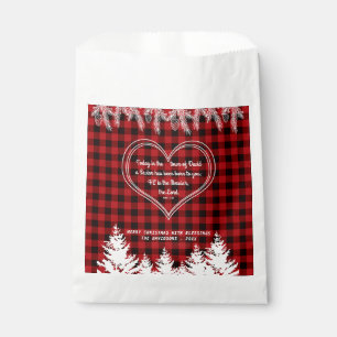 Red Buffalo Pattern Bible Verse Christmas Pine Favor Bag