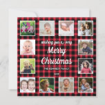 Red Buffalo Plaid 12 Photo Collage  Christmas Holiday Card<br><div class="desc">Merry Christmas holiday card to personalize with 12 photos to share your year in review.</div>