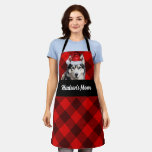 Red Buffalo Plaid and Husky Dog Christmas Apron