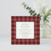 Red Buffalo Plaid Baby Shower Invitation (Standing Front)