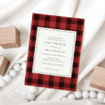 Red Buffalo Plaid Baby Shower Invitation<br><div class="desc">Baby Shower invitation featuring a classic red buffalo plaid background. These trendy invitations are perfect for a rustic baby shower. Customize with your information for the mom to be. Click "click to customize further" to change the font style,  size,  or color.</div>