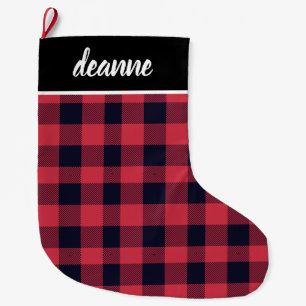 Red Buffalo Plaid Baby's First Christmas Large Christmas Stocking