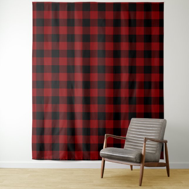 Red Buffalo Plaid Backdrop Wall Covering (In Situ)