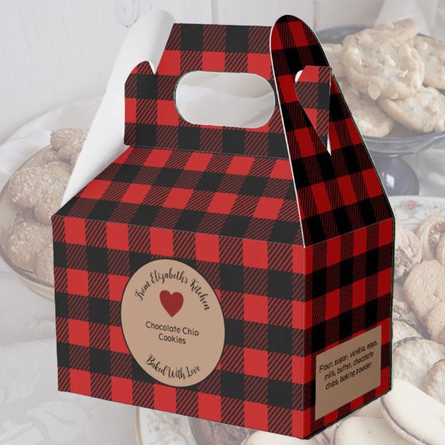 Red Buffalo Plaid Baked Gifts With Ingredients Favor Boxes (Creator Uploaded)