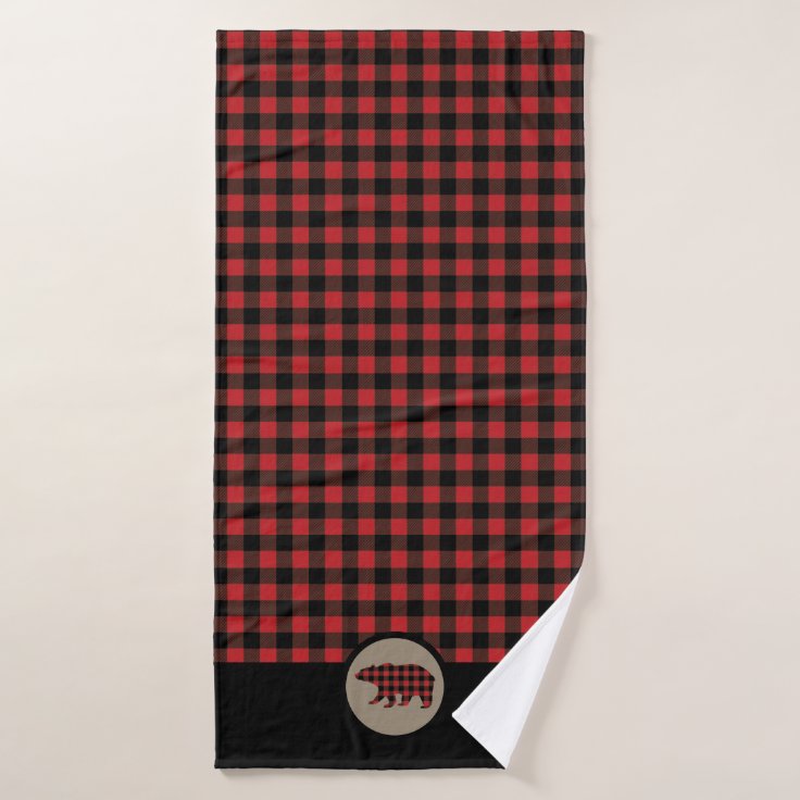 Red Buffalo Plaid Bear Bath Towel Set | Zazzle