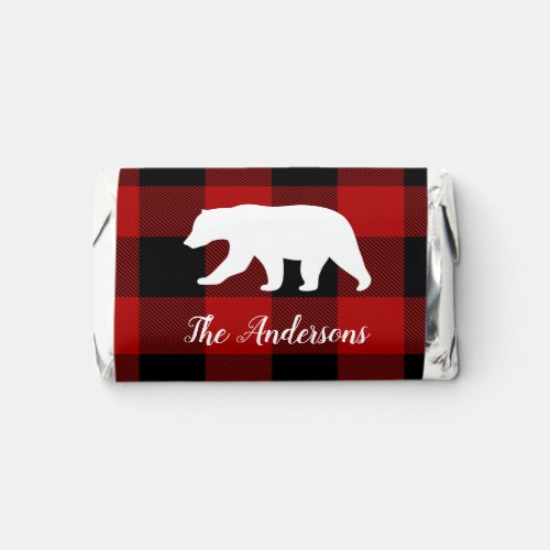 Red Buffalo Plaid  Bear  Personal Name Gift Hersheys Miniatures