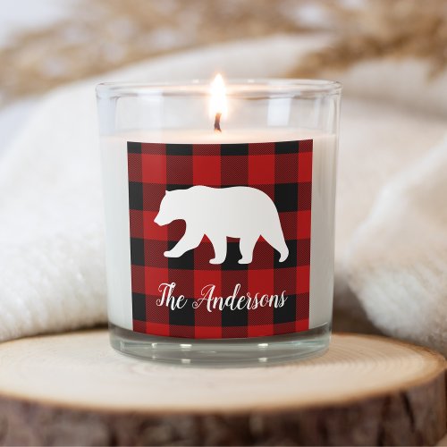 Red Buffalo Plaid  Bear  Personal Name Gift Square Sticker