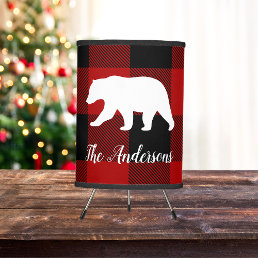 Red Buffalo Plaid &amp; Bear | Personal Name Gift Tripod Lamp