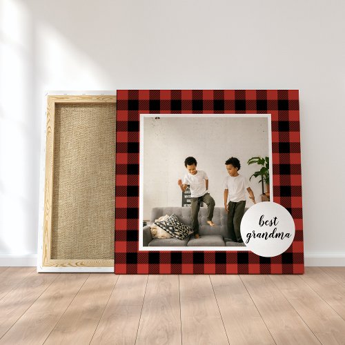 Red Buffalo Plaid Best Grandma Gift With Photo Canvas Print