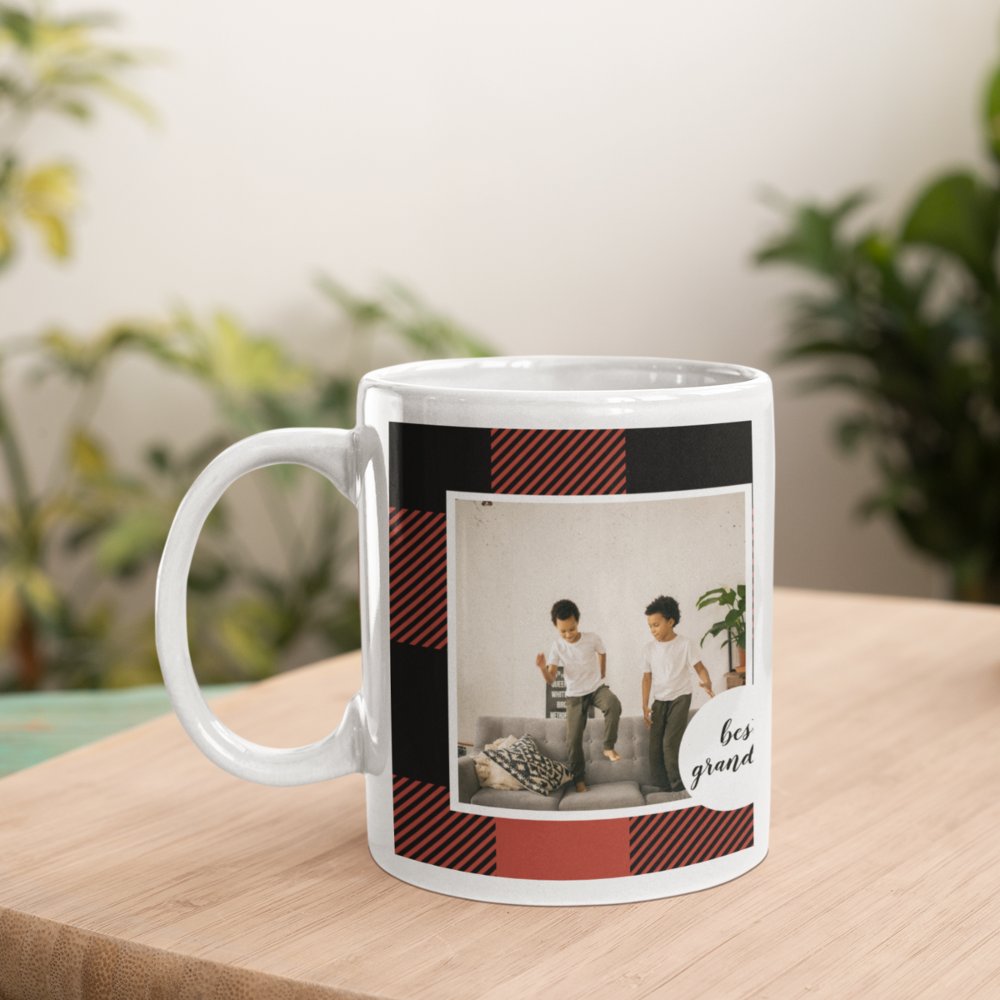 Discover Red Buffalo Plaid Best Grandma Gift Custom Photo Coffee Mug