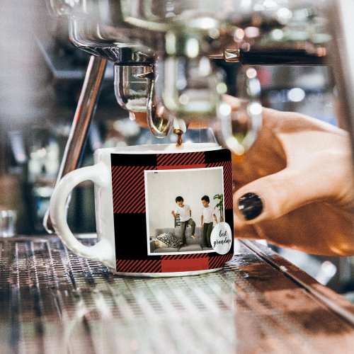 Red Buffalo Plaid Best Grandma Gift With Photo Espresso Cup