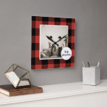 Red Buffalo Plaid Best Grandma Gift With Photo Square Wall Clock<br><div class="desc">This gift is not only beautiful but also heartfelt, as it allows grandmas to proudly display a cherished photo of their grandchildren. It's the perfect way to show your love and appreciation for your grandma on any occasion, including birthdays, Christmas, Mother's Day, or just because. Give your grandma a gift...</div>