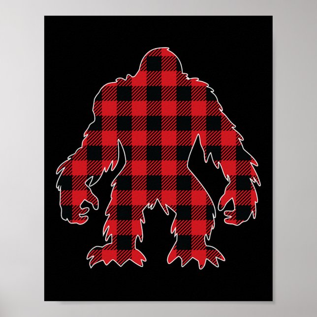Red Buffalo Plaid Bigfoot Matching Family Christma Poster (Front)