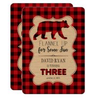 Red Buffalo Plaid Birthday THREE Custom Card