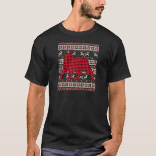Red Buffalo Plaid Bobcat Lover Ugly Xmas Family Ma T-Shirt