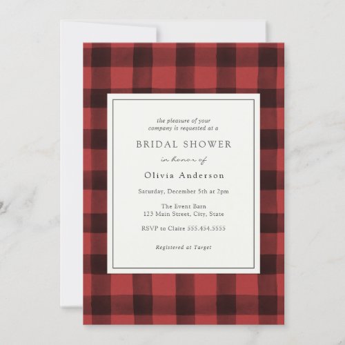 Red Buffalo Plaid Bridal Shower Invitation