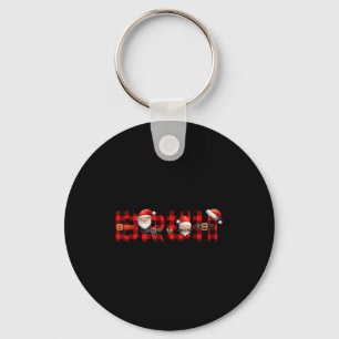 Red Buffalo Plaid Bruh Christmas Xmas Pajamas Boys Keychain
