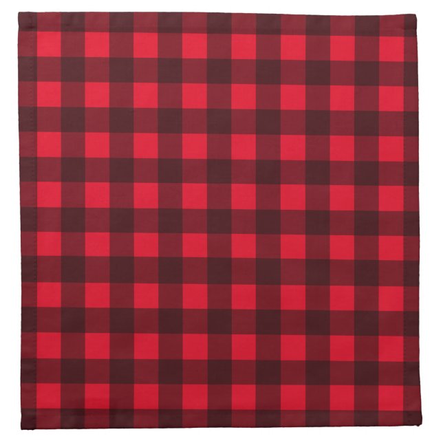 Red buffalo plaid checkered pattern cloth napkin (Front)
