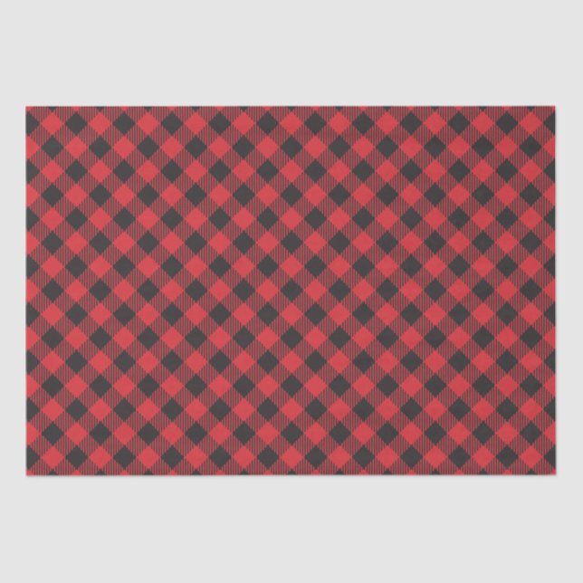 Red Buffalo Plaid Checkered  Tissue Paper (Front)