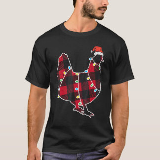 Red Buffalo Plaid Chicken Farmer Xmas Pajamas Farm T-Shirt