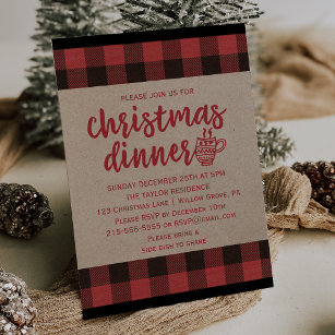 Buy Printable Christmas Party Invitations Buffalo Plaid and Parchment Paper  Christmas Invitations Wreath Instant Download Online in India 