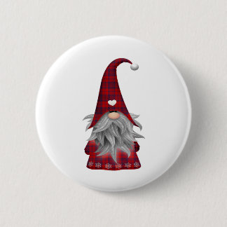 Red Buffalo Plaid Christmas Farmhouse Gnome Button