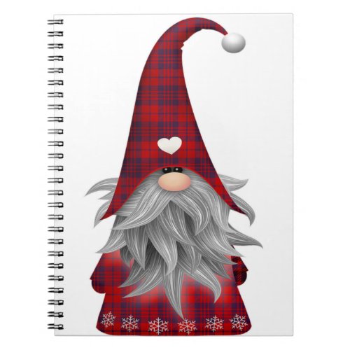 Red Buffalo Plaid Christmas Farmhouse Gnome Notebook