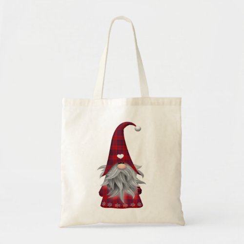 Red Buffalo Plaid Christmas Farmhouse Gnome Tote Bag