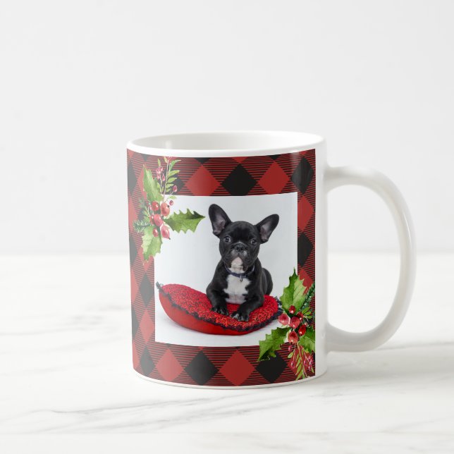 Red Buffalo Plaid Christmas Photo Coffee Mug (Right)