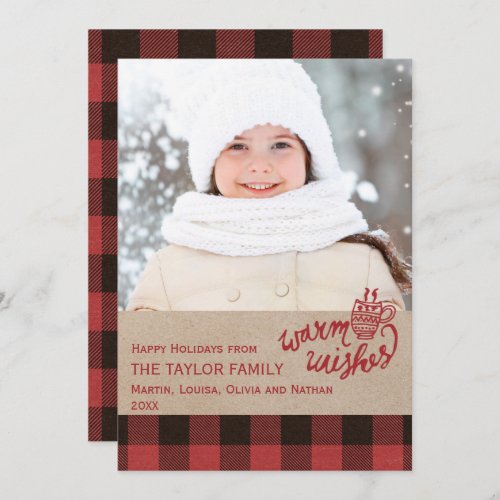 Red Buffalo Plaid Christmas Photo Holiday Card