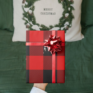 Red Buffalo Plaid Christmas Wrapping Paper