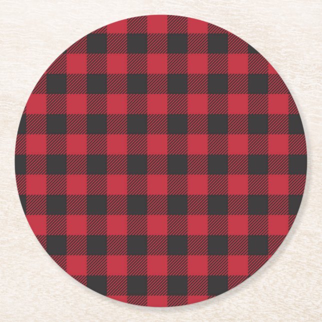 Red Buffalo Plaid Coasters (Front)