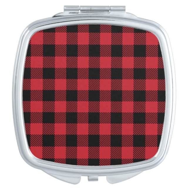 Red Buffalo Plaid Compact Mirror (Front)