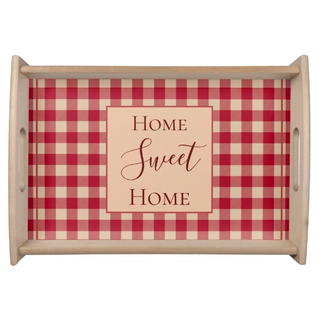 Red Buffalo Plaid Country Home Sweet Home Serving Tray (Front)