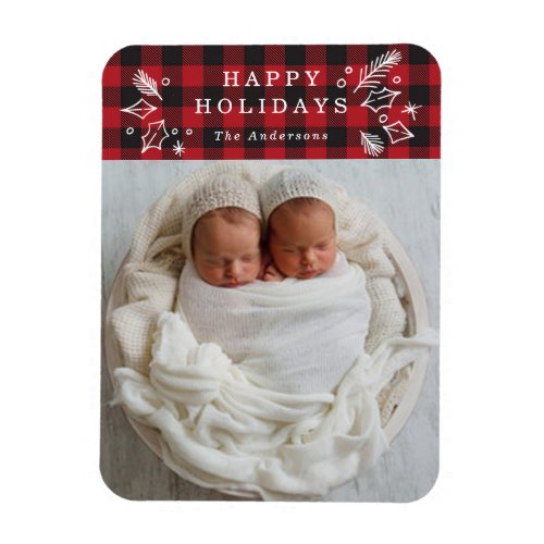 Red Buffalo Plaid Create Your Own Holiday Photo Magnet