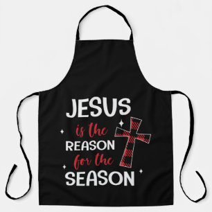Red Buffalo Plaid Cross Christmas Design Apron