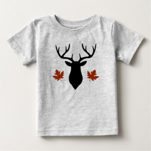 Red Buffalo Plaid Deer Buck Maple Leaf Baby T-Shirt