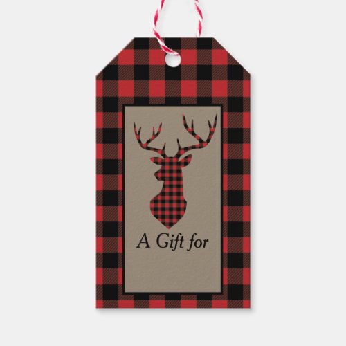 Red Buffalo Plaid Deer Gift Tags