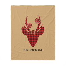 Red Buffalo Plaid Deer Head Personalized