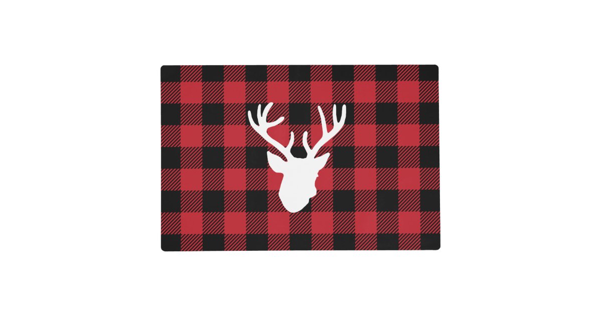 Red Buffalo Plaid Deer Head Placemat Zazzle