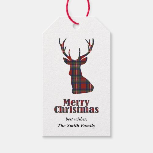 Red Buffalo Plaid Deer Merry Christmas  Gift Tags